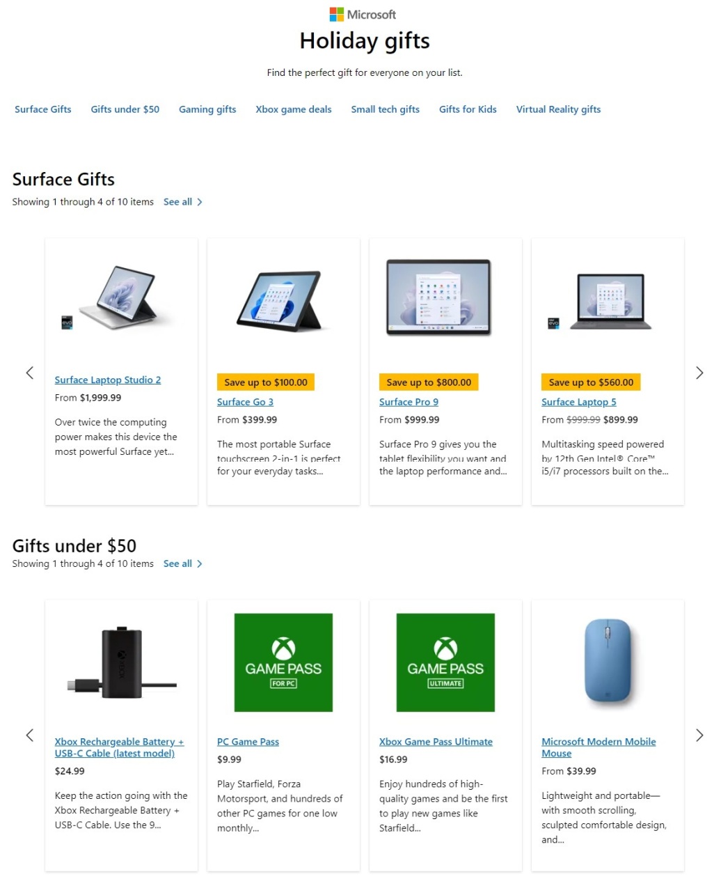 Microsoft Store Holiday Gift Guide 2023 - Page 1