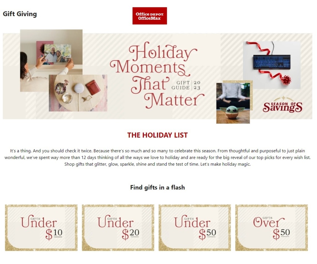 Office Depot and Office Max Holiday Gift Guide 2023 - Page 1