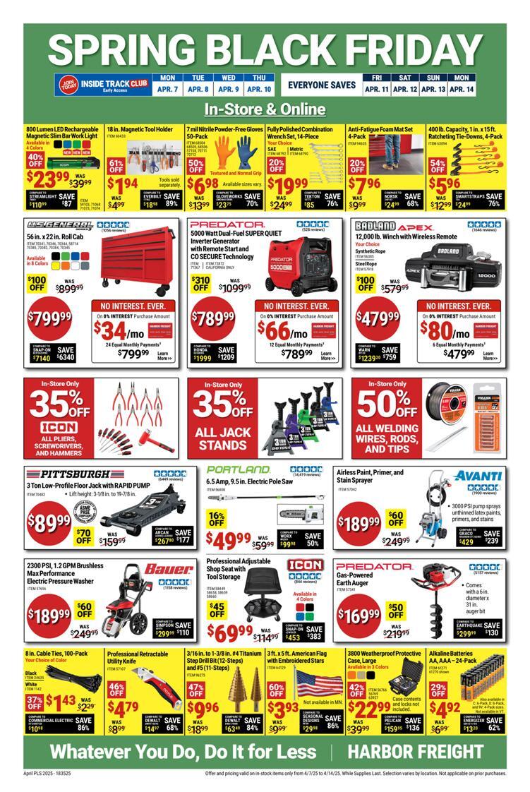 Harbor Freight Tools Spring Black Friday 2025 - Page 1