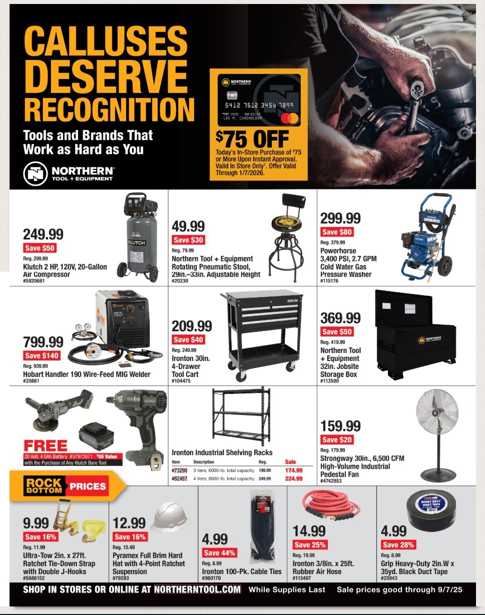 Northern Tool Weekly Ad Aug 27-Sep 07 - Page 1