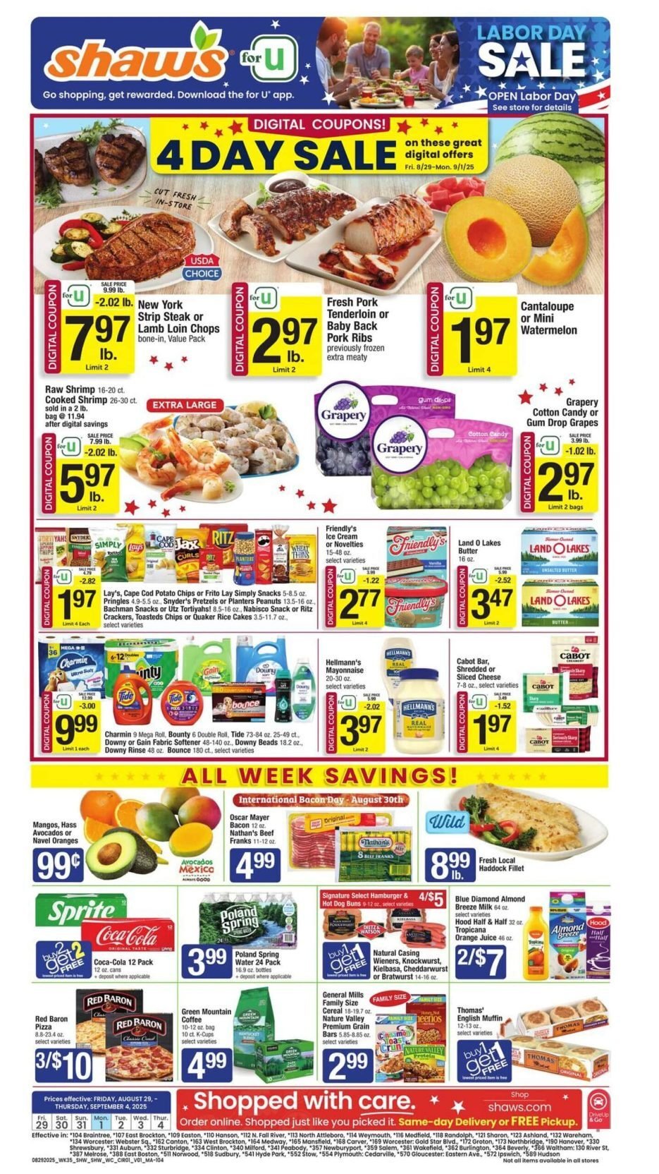 Shaw's Supermarket Weekly Ad Aug 29-Sep 04 - Page 1
