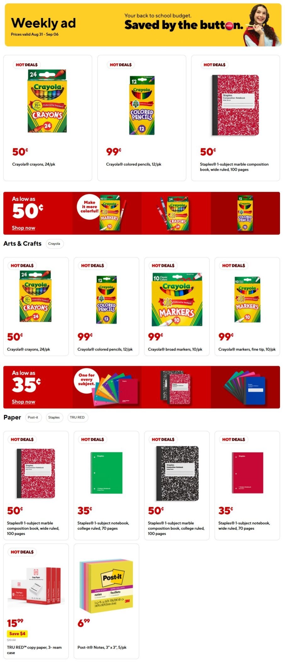 Staples Weekly Ad Aug 31-Sep 06 - Page 1