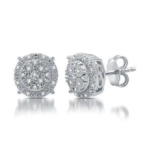 Sterling Silver 1/10-cttw. Diamond Stud Earrings
