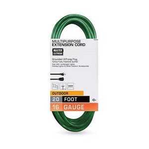 Outdoor Extension Cord, 16/3 SJTW, Green, 20-Ft.