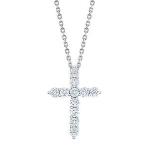 Round Brilliant 1.00 ctw VS2 Clarity, G Color Diamond 14kt White Gold Cross Pendant