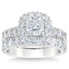 Cushion Cut & Round Brilliant 3.00 ctw VS2 Clarity G Color Diamond Platinum Halo Wedding Set