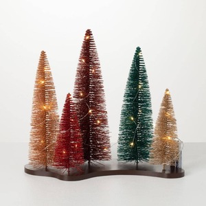 SULLIVANS 14 in. H Multi-color LED Bottlebrush Trees On Base
