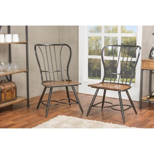 Baxton Studio Elfrida Black Metal Dining Chairs Set of 2