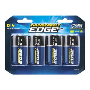 Thunderbolt Edge D PRIME POWER Alkaline Batteries, 4 Pack