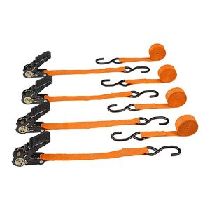 Haul-master 400 lb. Capacity, 1 in. x 15 ft. Ratcheting Tie Downs, 4-Pack