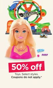 50% Off Barbie and Hot Wheels