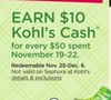 Earn $10 kohls Cash for every $50 Spend