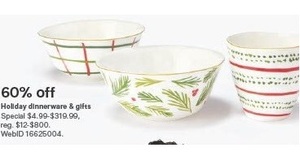 60% off Holiday Dinnerwear & Gifts