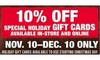 10% off Holiday Gift Cards