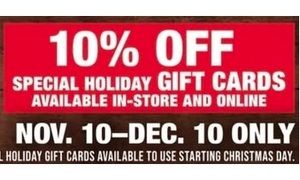 10% off Holiday Gift Cards