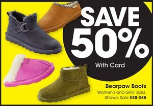 SAVE 50% With Card on Bearpaw Boots