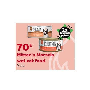 Mitten's Morsels wet cat food 3 oz. for 70cent