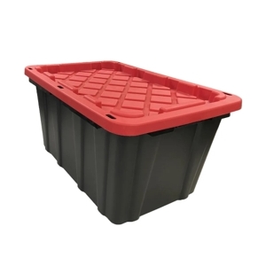 Edge Plastics Red Lid Heavy-Duty Storage Tote 27 Gallon