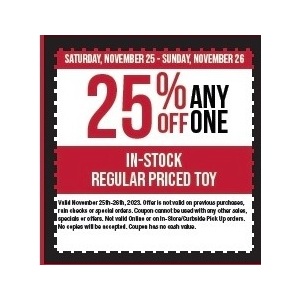 25% Off Any One Regularly Priced Toy
