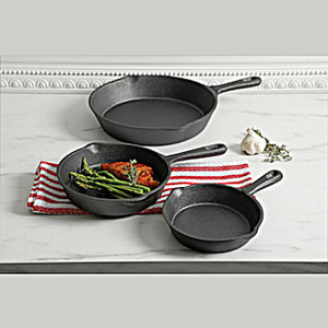Gibson Home General Store Addlestone Pre-Seasoned Cast Iron Skillet Set 3 pc
