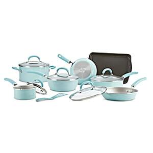 Rachael Ray 13 Pc Light Blue Shimmer Aluminum Cookware Set
