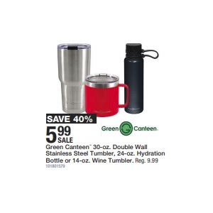 Green Canteen  30-oz. Double Wall Stainless Steel Tumbler, 24-oz. Hydration