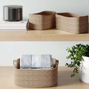 Dotted Line Nested 3 Piece Fabric Basket Set
