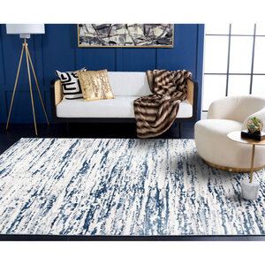 Highland Dunes Greely Abstract Navy/Gray Area Rug