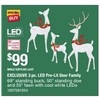 3 pc. LED Pre-Lit Deer Family 69" standing buck, 50 standing doe and 35" fawn w/cool white LEDs