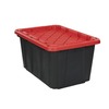 HDX 27 Gal. Tough Storage Tote in Black with Red Lid