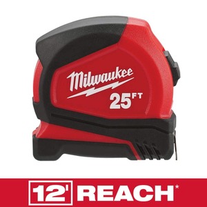 Milwaukee Compact 25 ft. SAE Tape Measure with Fractional Scale and 9 ft. Standout