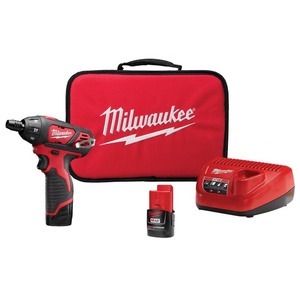 Milwaukee M12 12V Lithium-Ion Cordless 1/4 in. Hex Screwdriver Kit with Two 1.5Ah Batteries