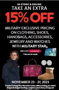 Take an Extra 15% off Military-exclusive Pricing On Clothing, Shoes etc
