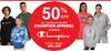 50% off All Champion Apparel In Stock
