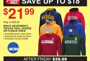 Men's Or Women's Tackle Twill Hoodie Or Fleece Crew