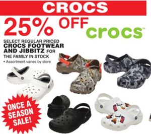 25% off Crocs Footwear And Jibbitz For The Family