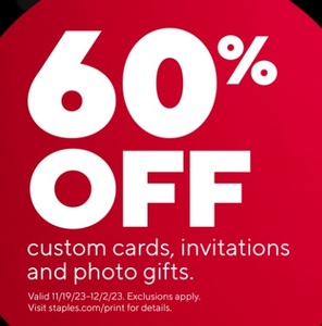 60% off Custom cards invitations and photo gifts