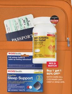 Buy 1 get 1 50% Off ALL CVS Health pain relief or sleep aids