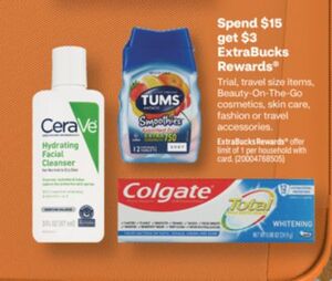 Spend $15 get $3 ExtraBucks Rewards