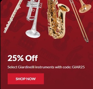 25% Off Select Giardinelli instruments w/Coupon GIAR25