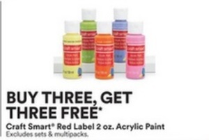 Buy 3 get 3 Free Craft Smart Red Label 2 oz. Acrylic Paint