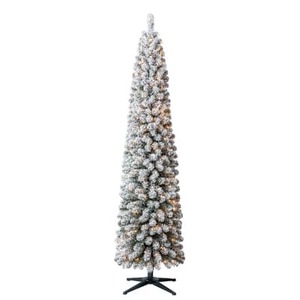 7ft. Pre-Lit Flocked Artificial Christmas Tree, Clear Lights by Ashland