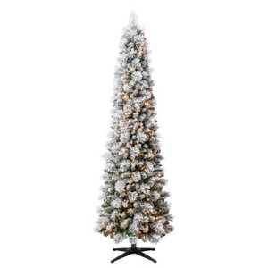 7ft. Pre-Lit Flocked Artificial Christmas Tree, Clear Lights by Ashland