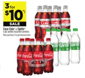 Coca-Cola or Sprite 3 for $10