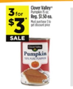 Clover Valley Pumpkin 3 for $3