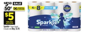 Sparkle Pick-A-Size Paper Towels Double Rolls, 4 Ct
