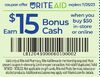 Earn $ 15 coupon offer when you buy $50 in-store or online