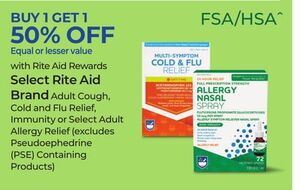 Buy 1 Get 1 50% off  Select Rite Aid Brand