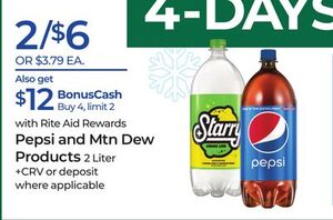 Pepsi and Mtn Dew Products 2/$6
