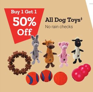 Buy 1 get 1 50% off All Dog Toys